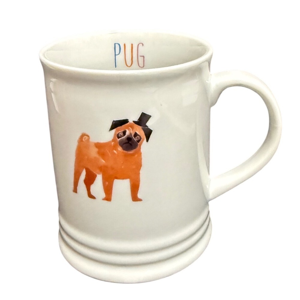 Fringe Studio Pet Shop Pug in Top Hat White Ceramic Coffee Mug Dog Lover Gift